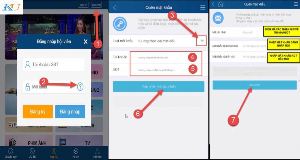 cách lấy lại mật khẩu Kubet
