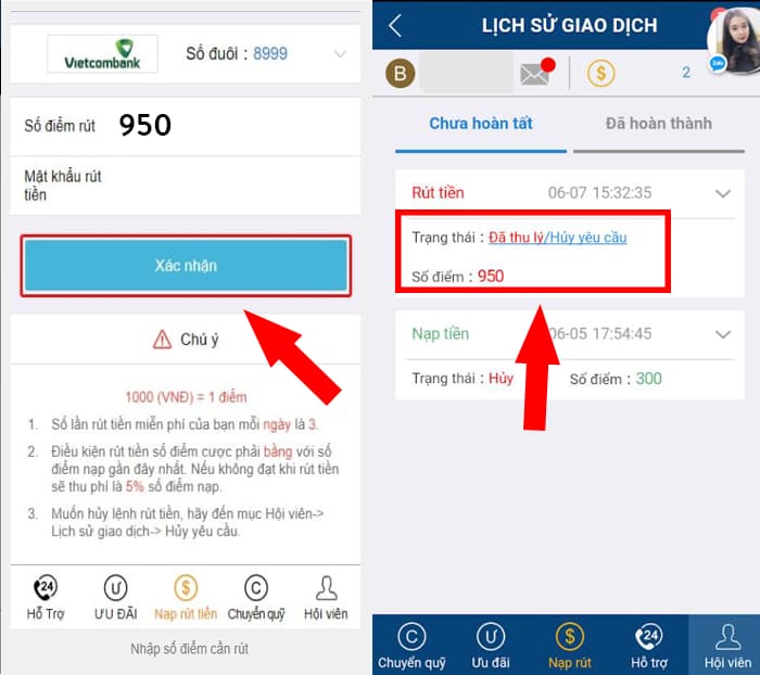 Hướng dẫn rút tiền Kubet777