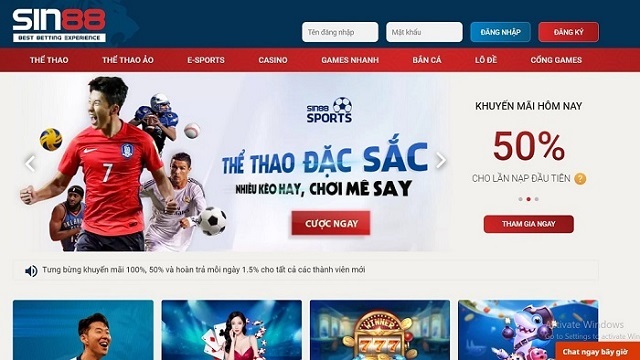 Cá cược thể thao đặc sắc chỉ có tại Sin88