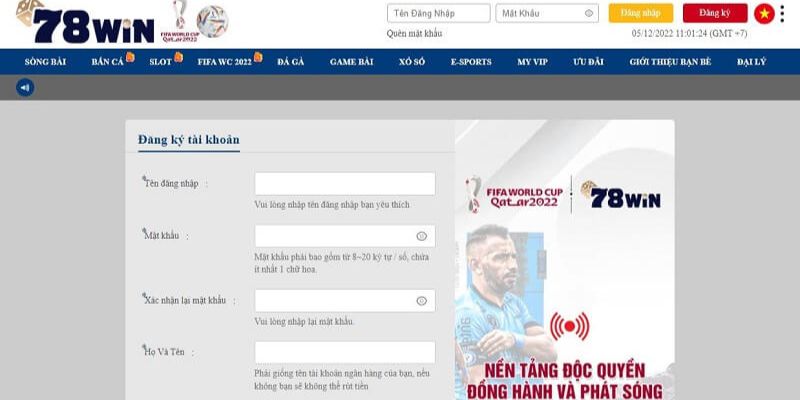 Hướng dẫn đăng ký 78WIN - Xác nhận thông tin và hoàn tất thao tác